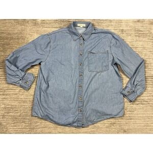 Alexander Jordan Top Womens Large Blue Button Up Long Sleeve Denim Lightweight